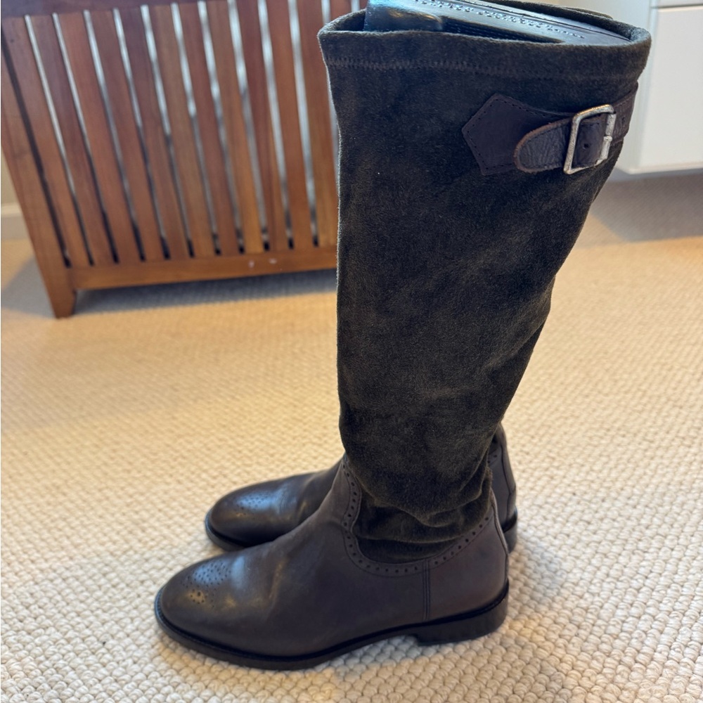 Elegant Black Suede Knee-High Boots